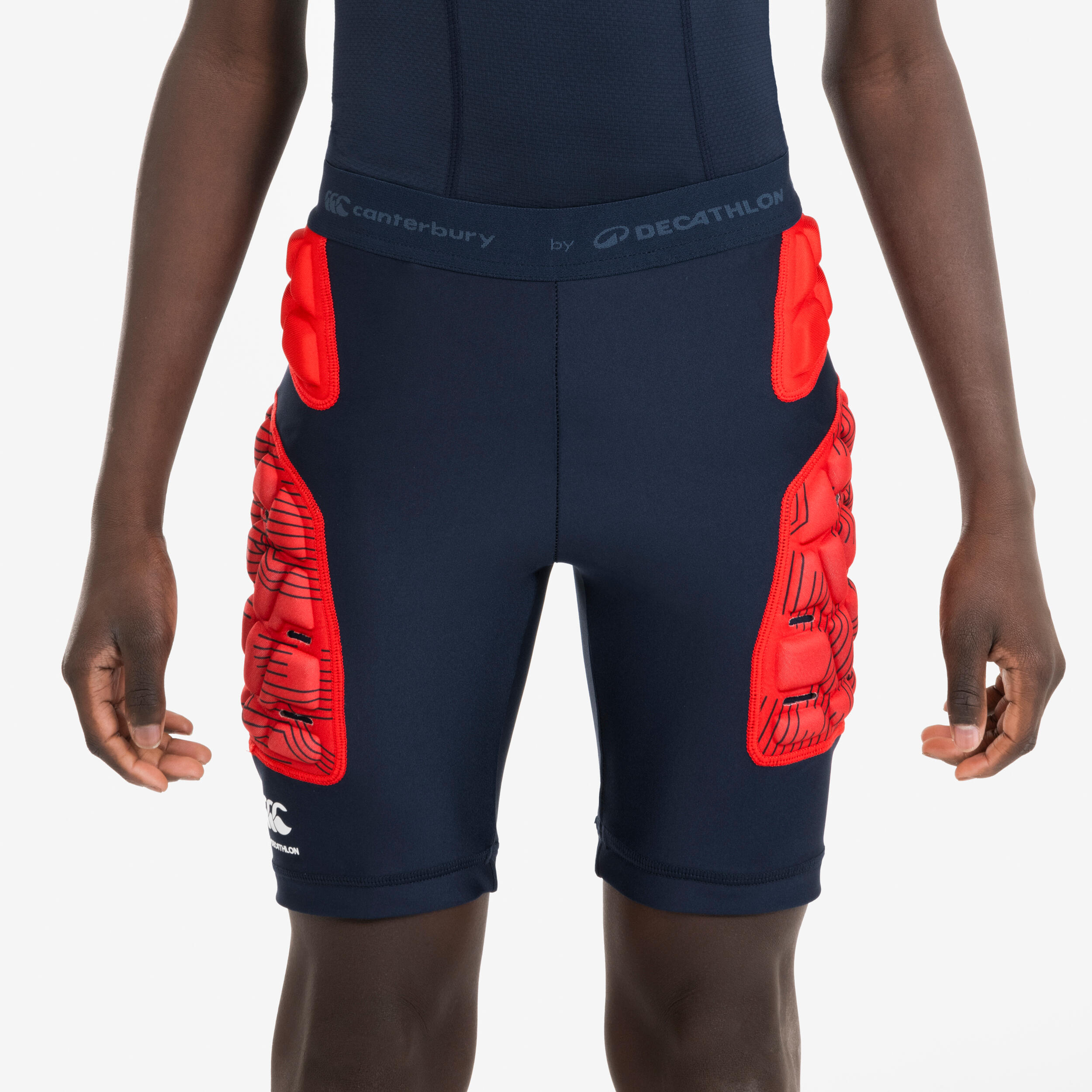 Kinder Rugby Protektor Shorts - R500 DECATHLON Canterbury blau