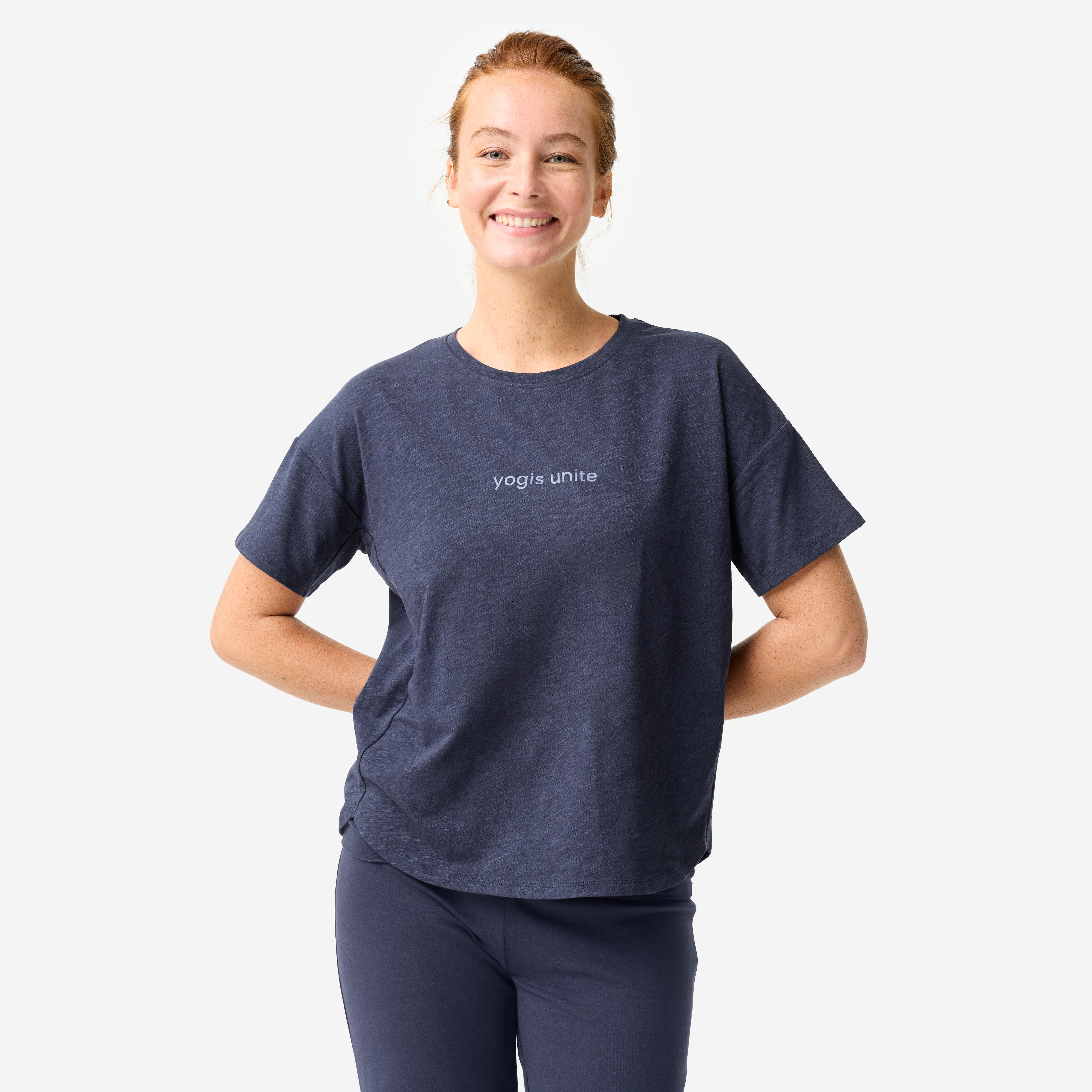 T-Shirt Yoga Damen - dunkelblau
