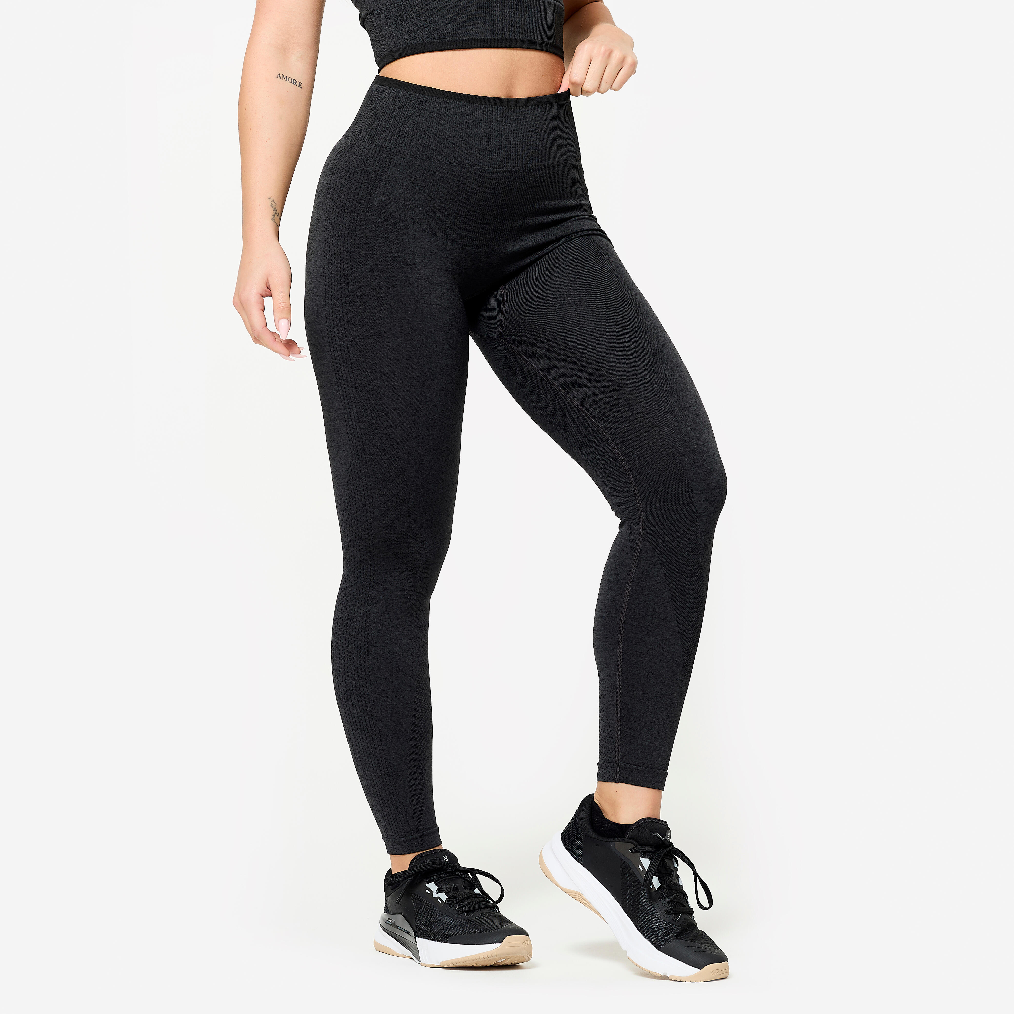 Leggings Damen nahtlos - schwarz