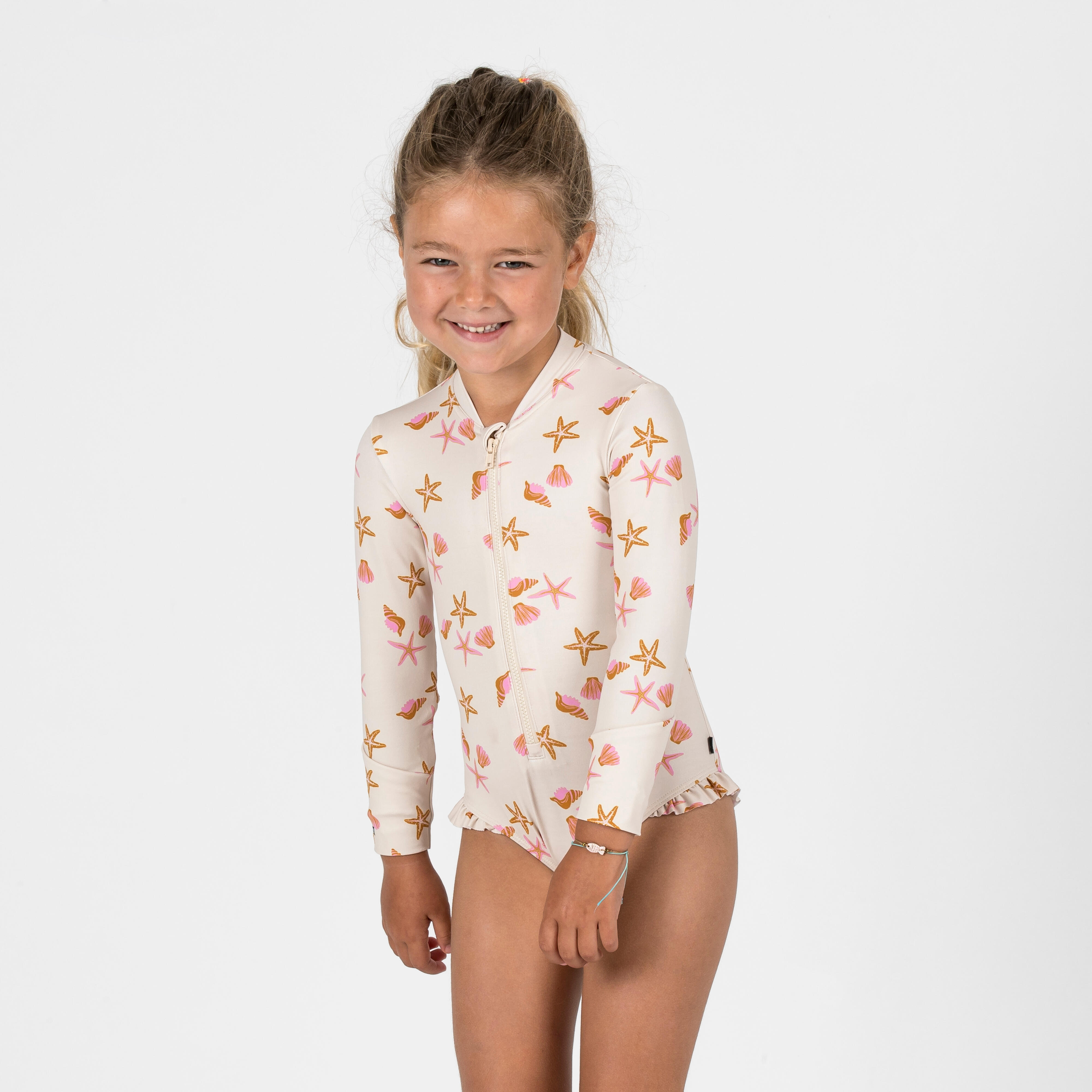 Badeanzug Baby/Mädchen langarm UV-Schutz - Izia Shell weiß