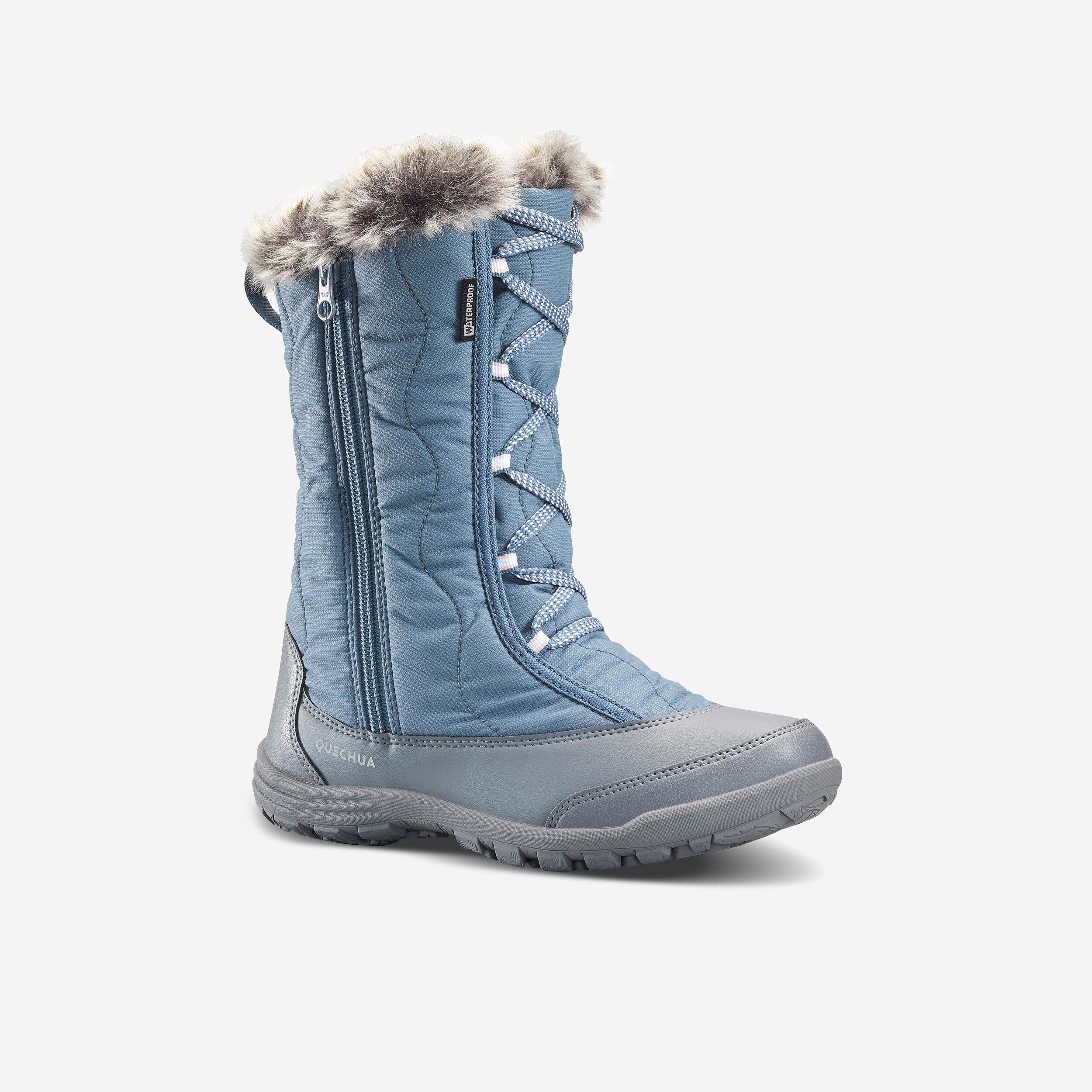 Winterstiefel Mädchen Gr. 30–38 warm wasserdicht Winterwandern - SH500 Zip blau