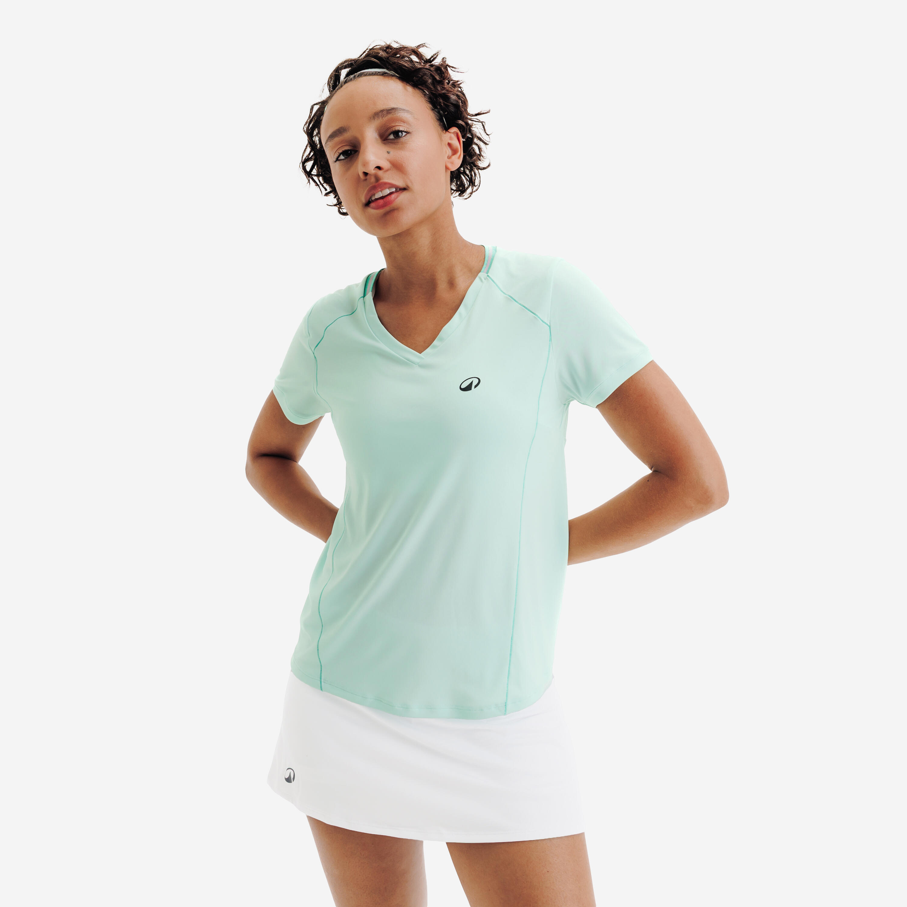 Damen Tennis T-Shirt V-Ausschnitt - Dry grün
