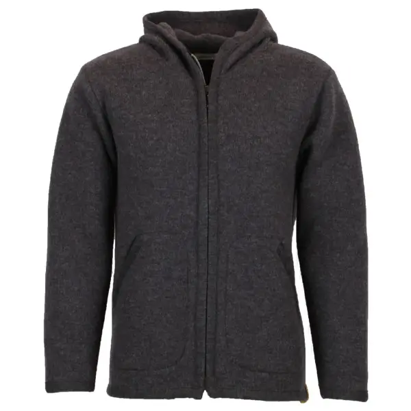 Albmerino - Walk Kapuzen Jacke - Wolljacke Gr S grau/schwarz