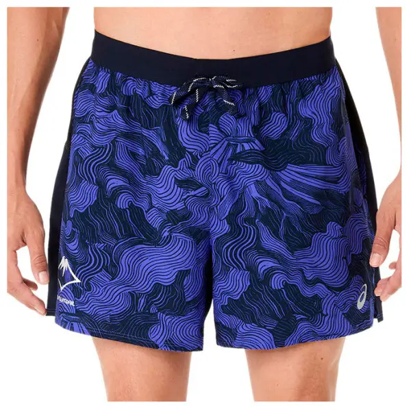 Asics - Fujitrail All Over Print 5'' Short - Laufshorts Gr S blau