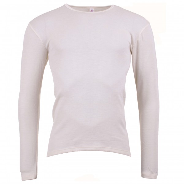 Engel - Unterhemd L/S - Merinounterwäsche Gr 46/48 weiß/grau