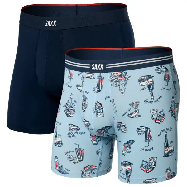 Saxx - Vibe Xtra Boxer Brief Fly 2-Pack - Kunstfaserunterwäsche Gr S blau