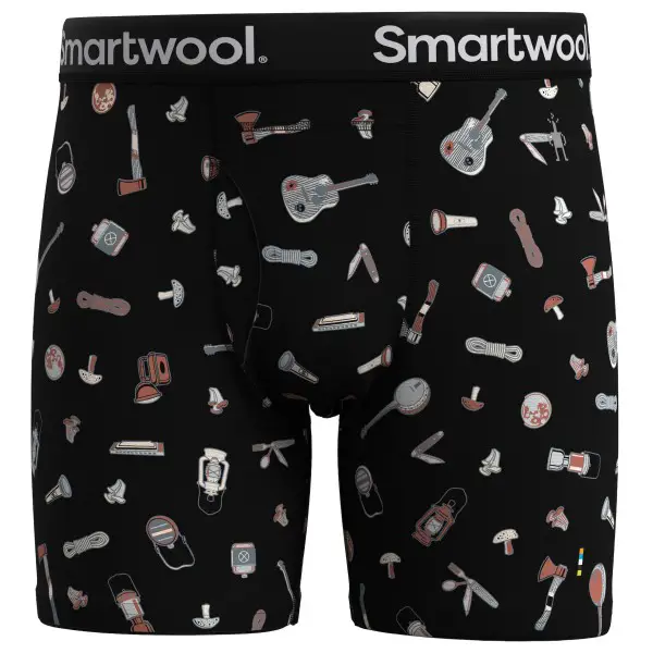 Smartwool - Merino Print Boxer Brief Boxed - Merinounterwäsche Gr S schwarz