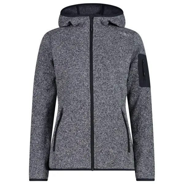 CMP - Women's Jacket Fix Hood Jacquard Knitted 3H19826 - Fleecejacke Gr 34 grau