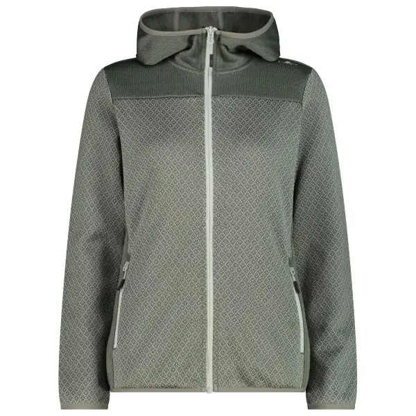 CMP - Women's Jacquard Knit Jacket Fix Hood - Fleecejacke Gr 34 grau
