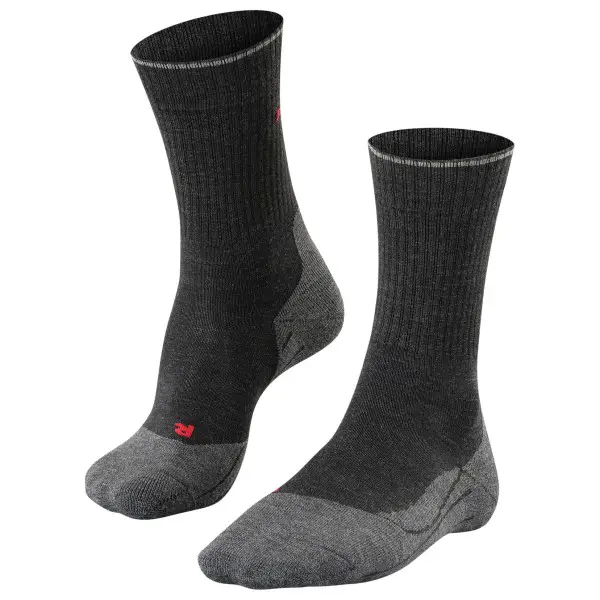 Falke - TK2 Wool Silk - Wandersocken Gr 46-48 schwarz/grau