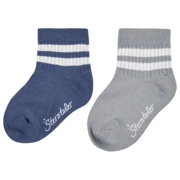 Sterntaler - Kid's Kurz-Socken DP Coolmax Rippe - Multifunktionssocken Gr 17-18 grau/blau