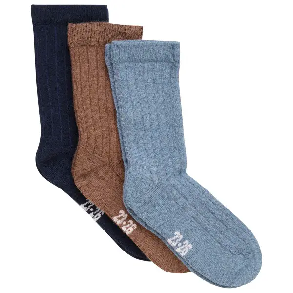 Minymo - Kid's Wool Socks Rib 3-Pack - Multifunktionssocken Gr 15-18 grau