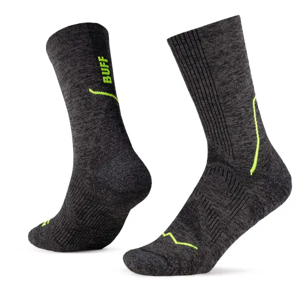 Buff - Dryflx Crew Sock - Laufsocken Gr 42-44 grau/schwarz