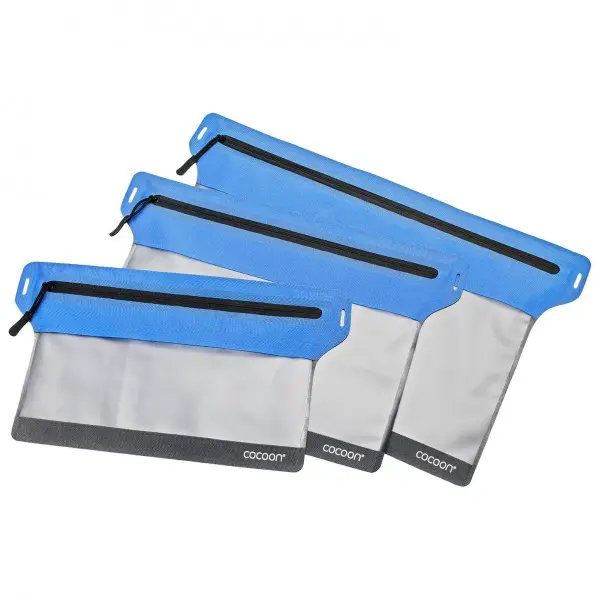 Cocoon - Zippered Flat Document Bags - Wertsachenbeutel Gr S - 23 x 18,5 cm grau/blau
