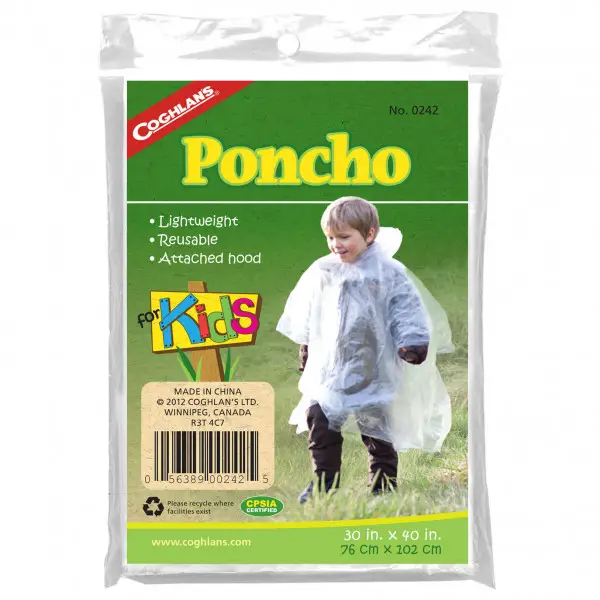 Coghlans - Notfall-Poncho für Kinder - Poncho Gr 76 x 102 cm transparent
