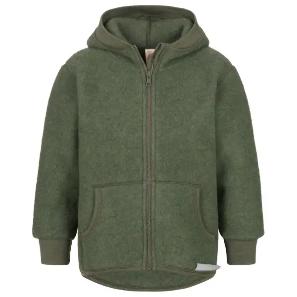 Engel - Kinder Kapuzenjacke Wollfleece - Wolljacke Gr 128 oliv