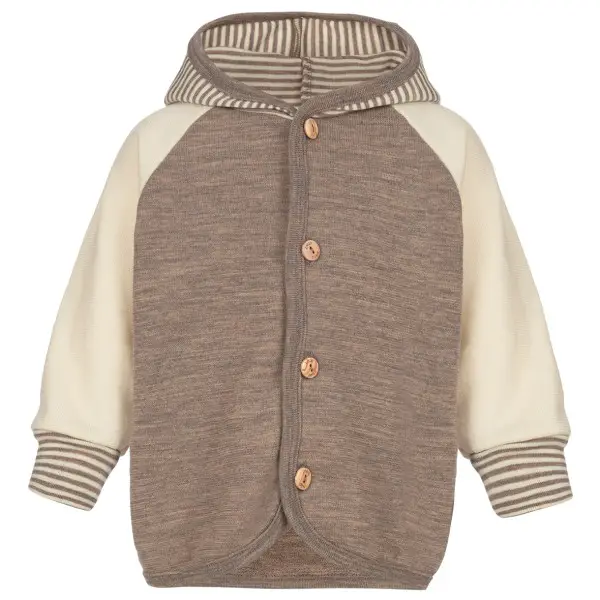 Engel - Baby-Kapuzenjacke mit Holzknöpfen - Freizeitjacke Gr 50/56 braun