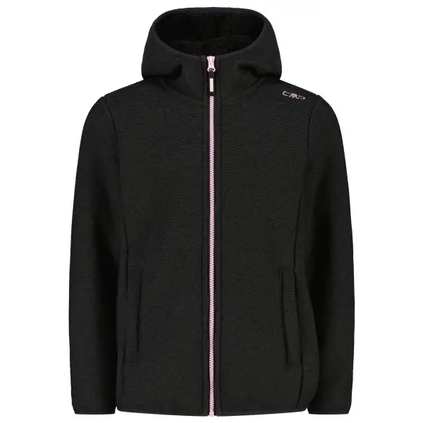 CMP - Girl's Jacket Fix Hood Bonded Knitted w. Fur - Fleecejacke Gr 98 schwarz
