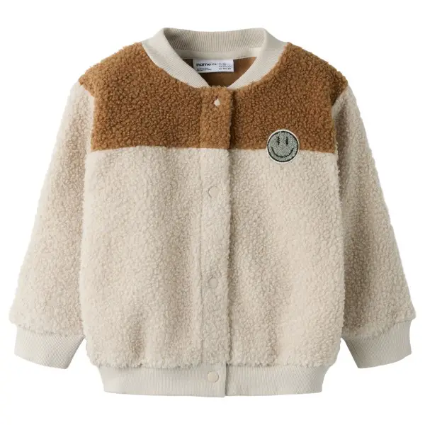 Name it - Kid's NKNBallas L/S NREG Teddy Card - Cardigan Gr 86 beige