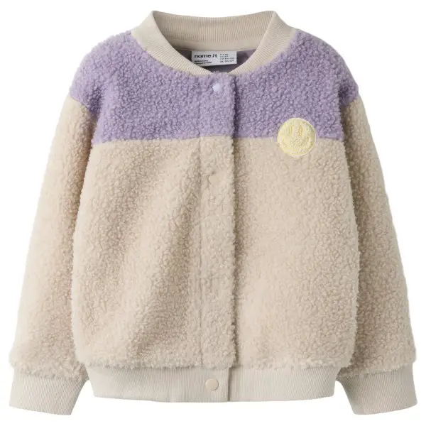 Name it - Kid's NMFBalissea L/S Nreg Teddy Card - Fleecejacke Gr 80 beige