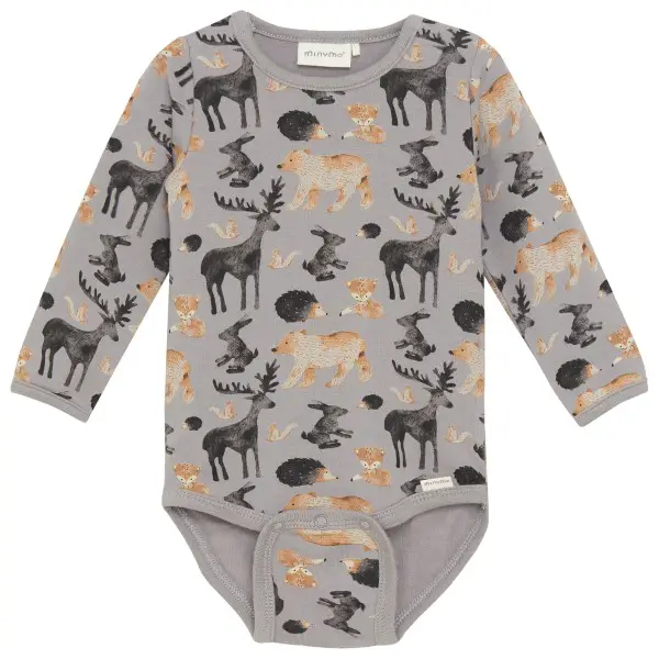Minymo - Kid's Body L/S AOP Sweat - Alltagsunterwäsche Gr 56 grau