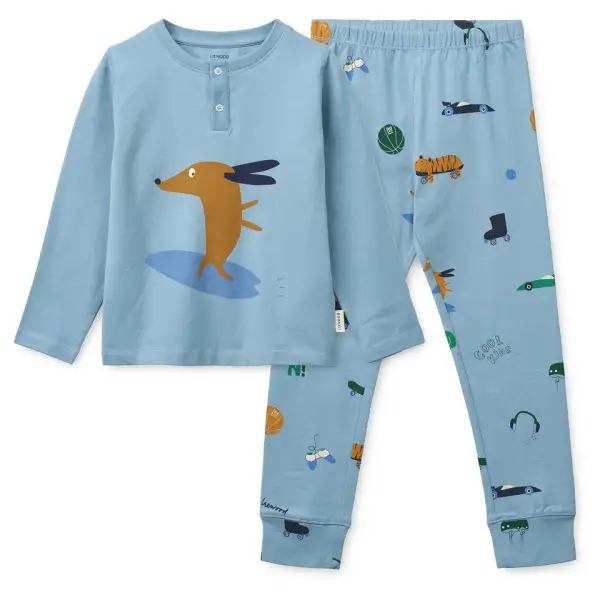 LIEWOOD - Kid's Wilhelm Printed Pyjamas Set - Schlafanzug Gr 110-116 blau/türkis