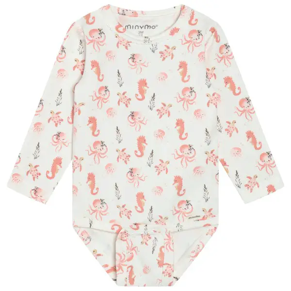 Minymo - Kid's Body L/S AOP - Body Gr 62 weiß