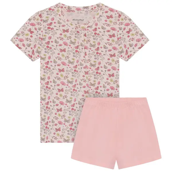 Minymo - Kid's T-Shirt+Short Set AOP 124381 - Overall Gr 98 rosa
