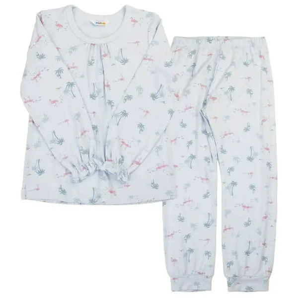 Joha - Girl's Pyjamas - Schlafanzug Gr 110 grau/weiß