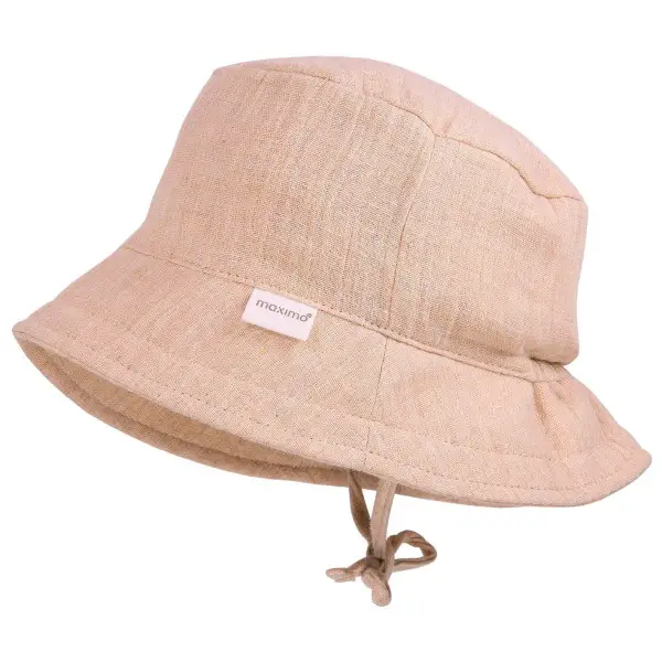 maximo - Baby's Hütchen Bindeband Musselinstoff Futter - Hut Gr 47 cm rosa/beige