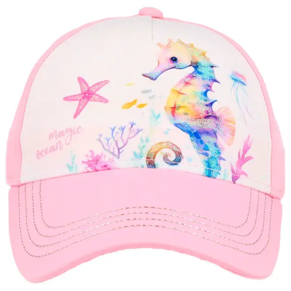 maximo - Girl's Cap Frottee Seepferd Klettverschluss - Cap Gr 49-51 cm rosa