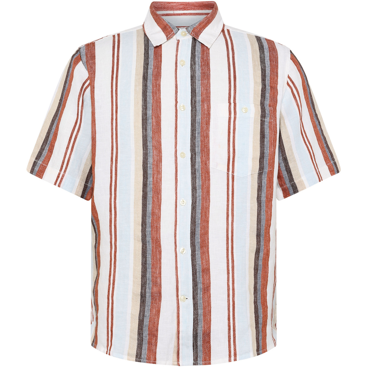 KnowledgeCotton Apparel Herren Multi Stripe Linen Hemd