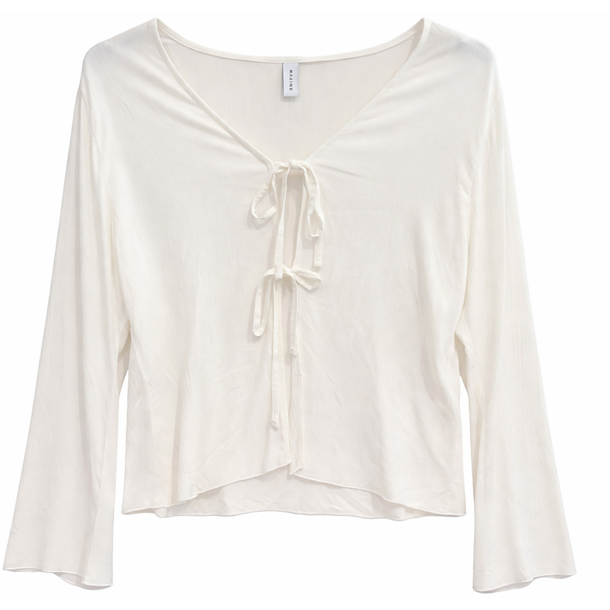 Mazine Damen Wide Sleeve Crinkle Bluse