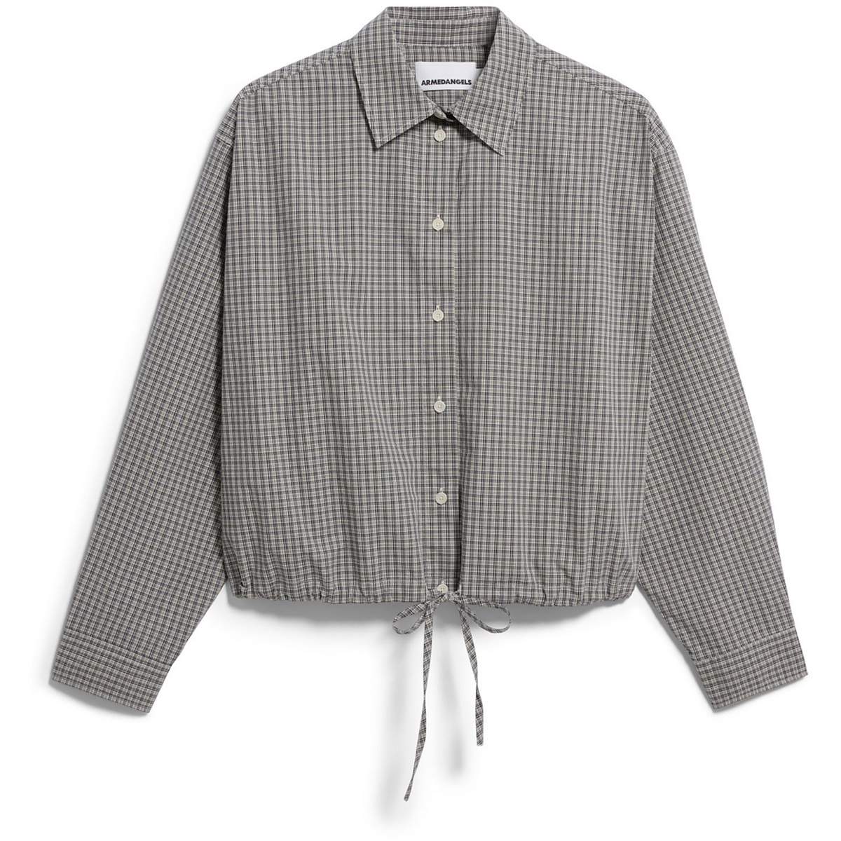 Armedangels Damen Mini-Check Drawstring Bluse