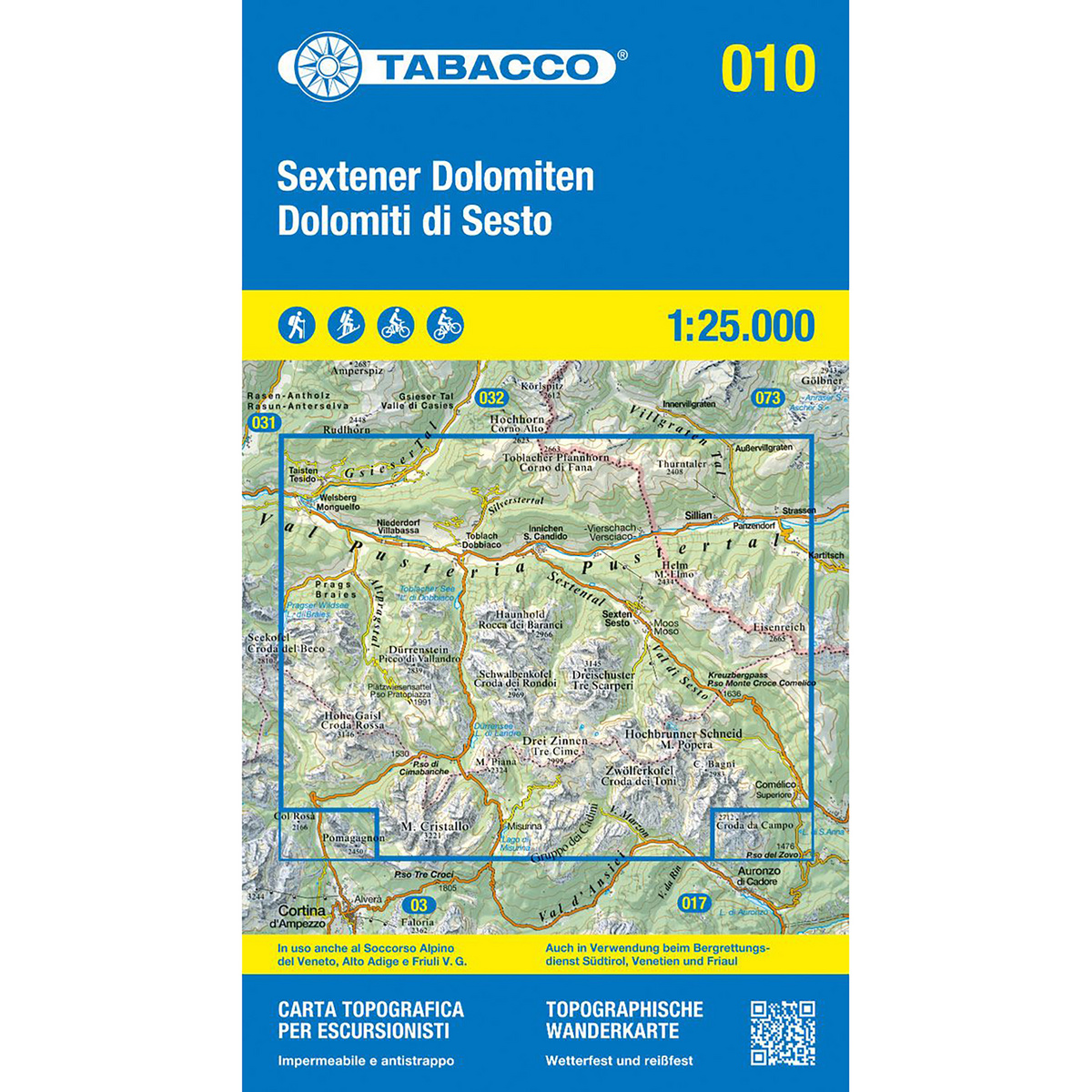 Tabacco Sextener Dolomiten 010 Wanderkarte