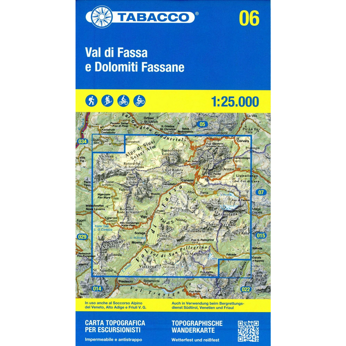 Tabacco Val di Fassa e Dolomiti Fassane 06 Wanderkarte