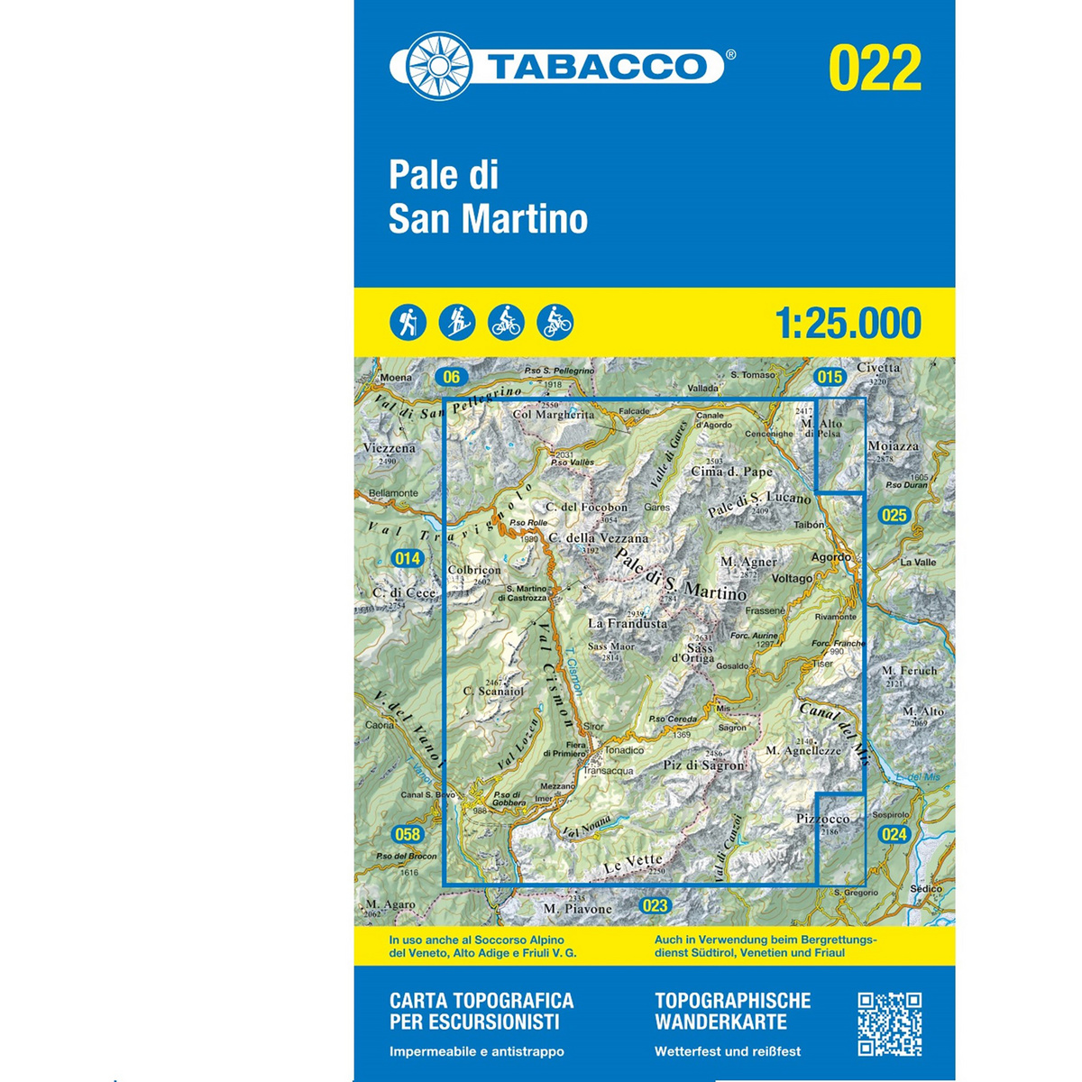 Tabacco Pale di San Martino 022 Wanderkarte