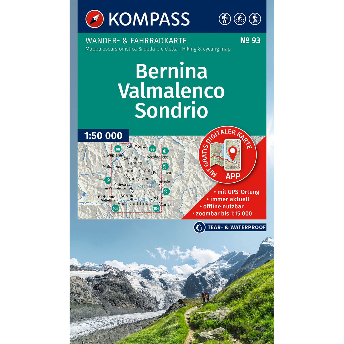Kompass Verlag WK 93 Bernina, Valmalenco, Sondrio