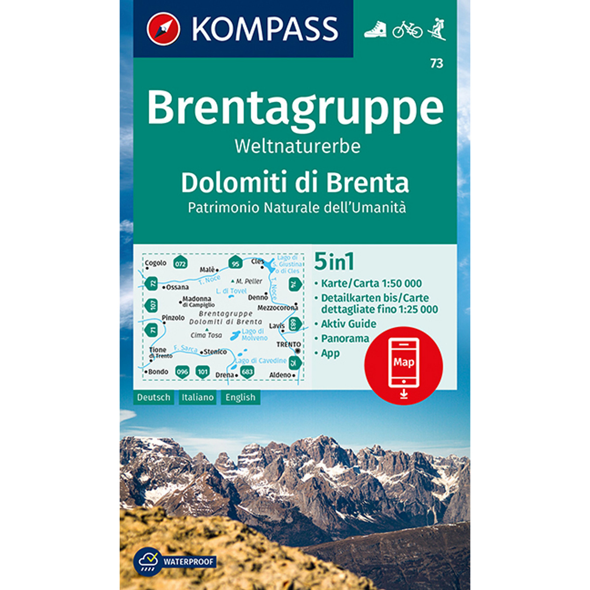 Kompass Verlag WK 073 Brentagruppe - Dolomiti di Brenta