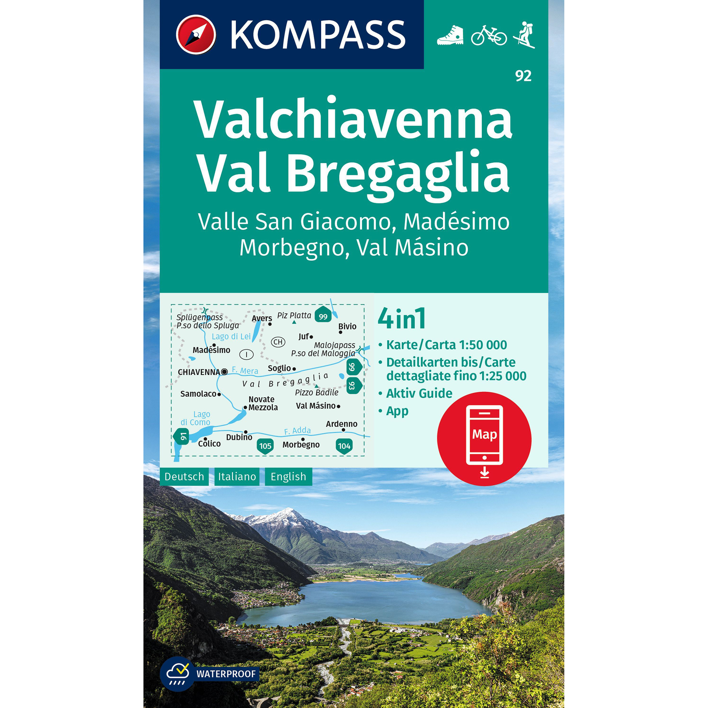 Kompass Verlag WK 92 Chiavenna / Val Bregaglia