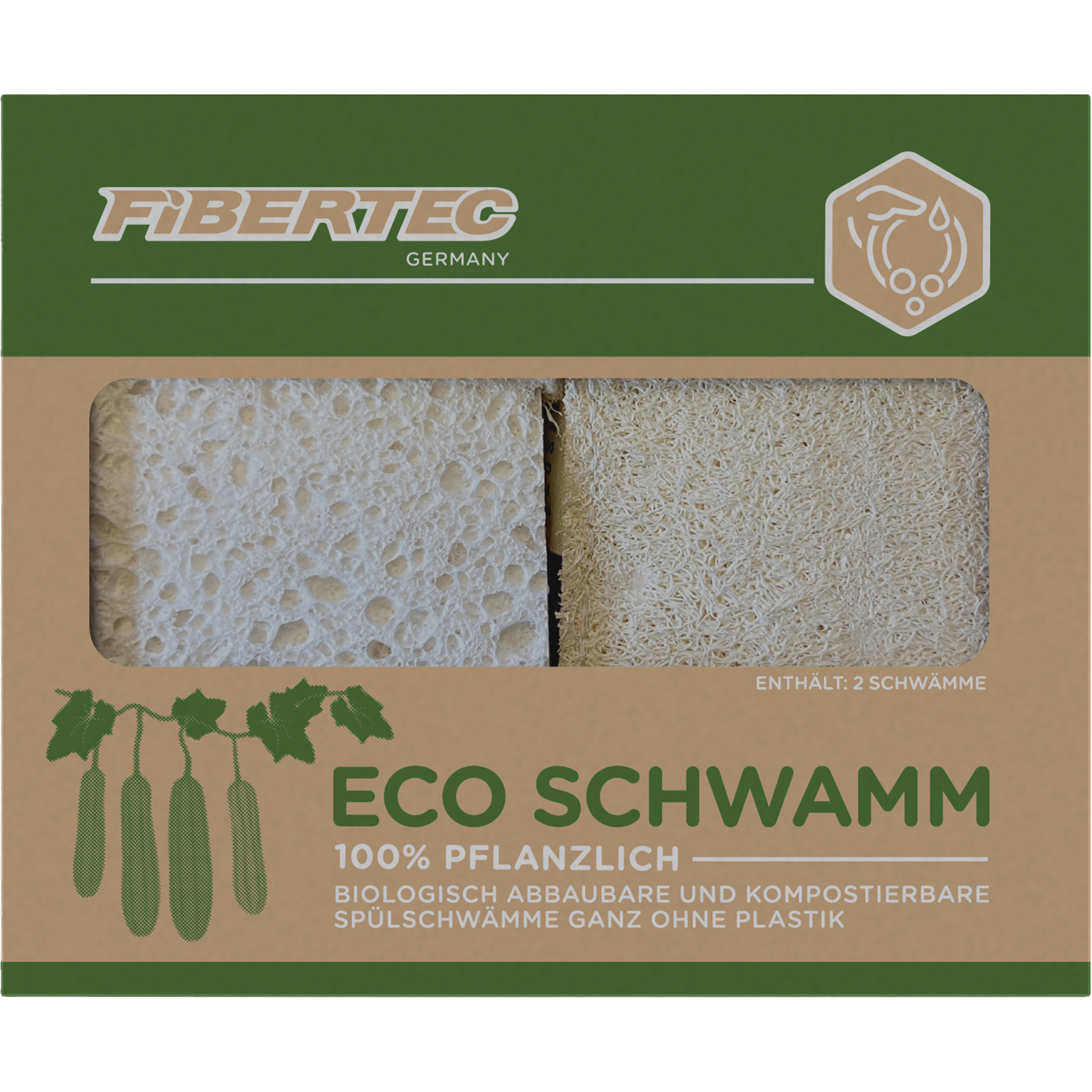 Fibertec 2er Pack Spül- und Duschschwämme