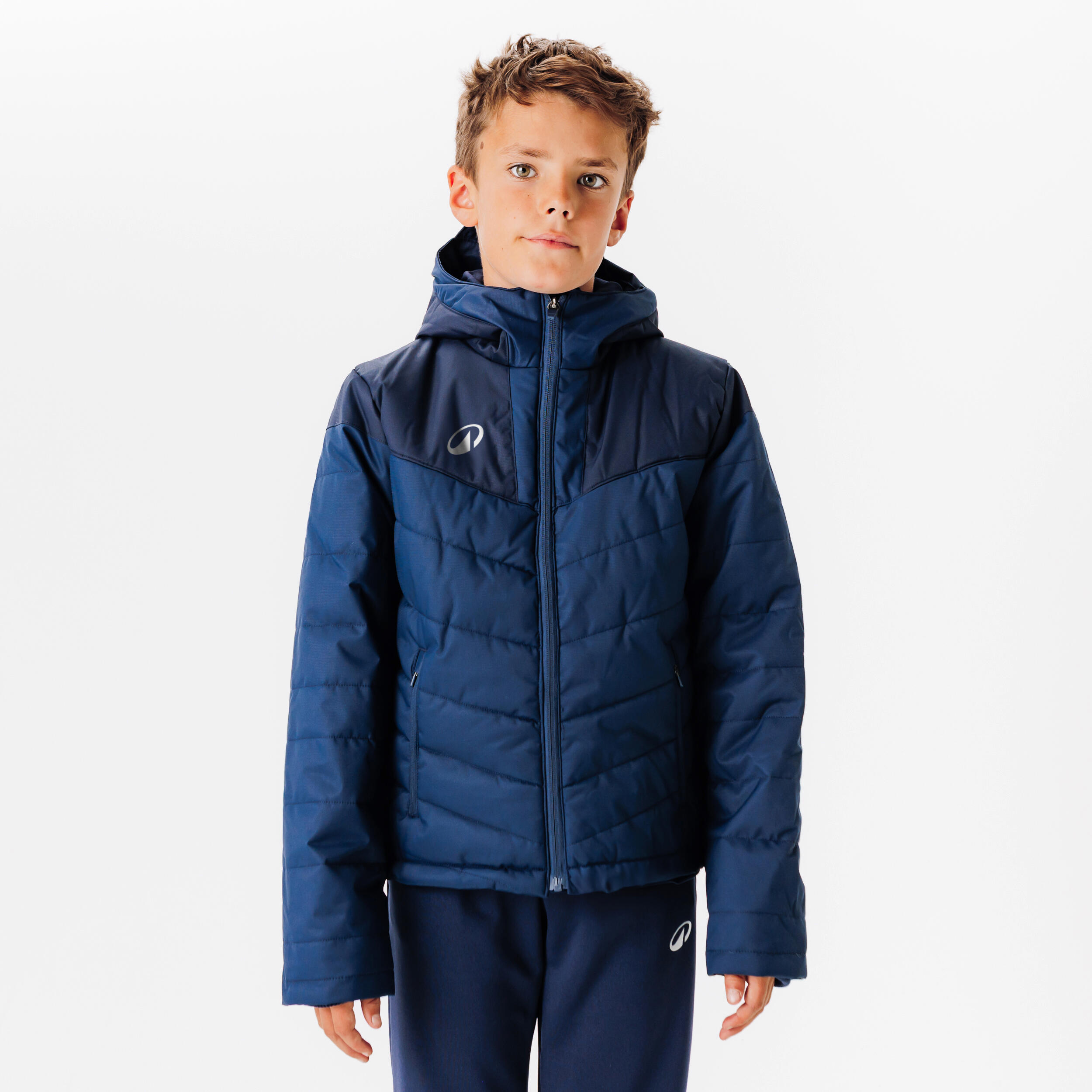 Kinder Fußball Winterjacke warm marineblau