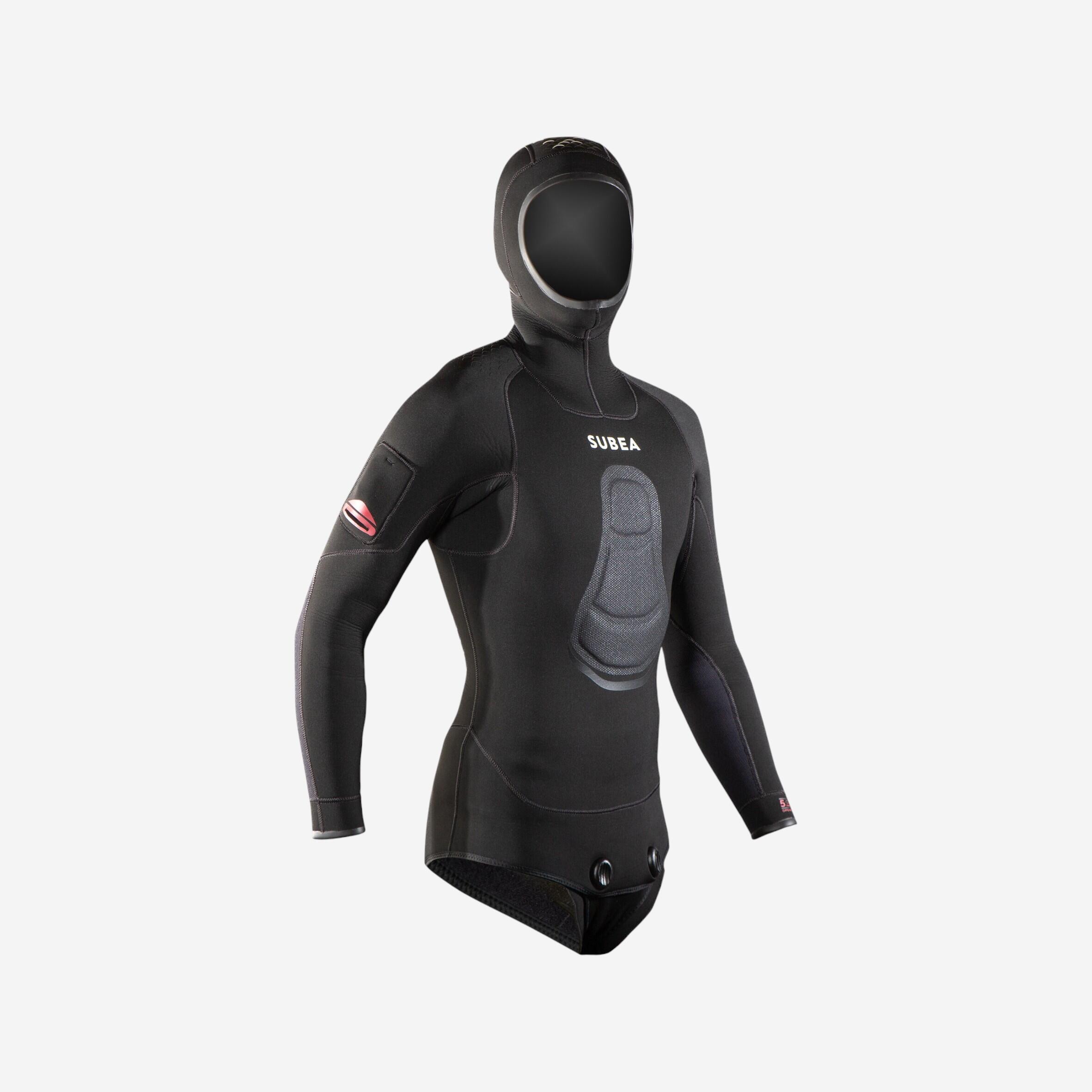 Neoprenjacke Freitauchen Glattneopren SPF900 5 mm schwarz