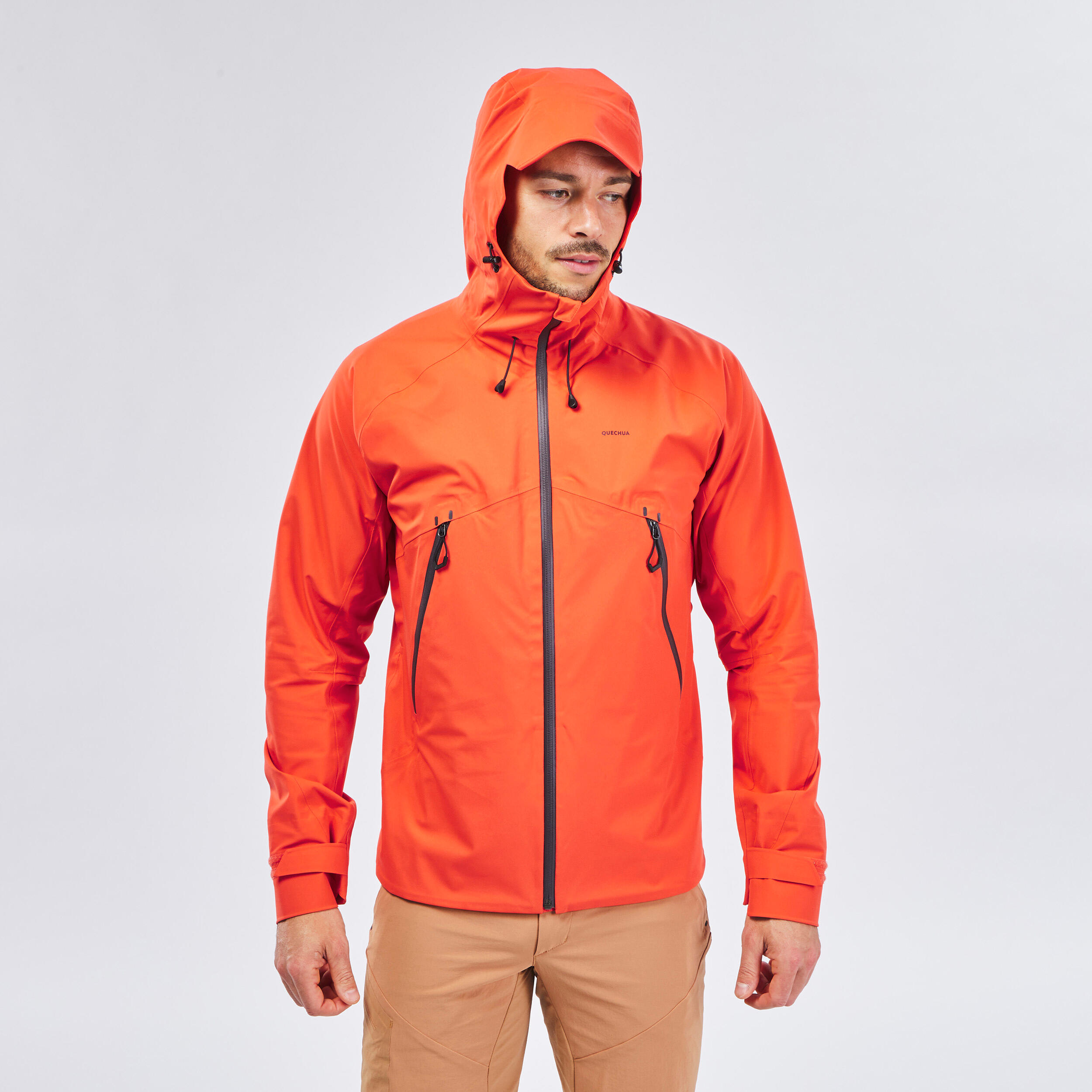 Regenjacke Herren wasserdicht atmungsaktiv Wandern - MH500 orange