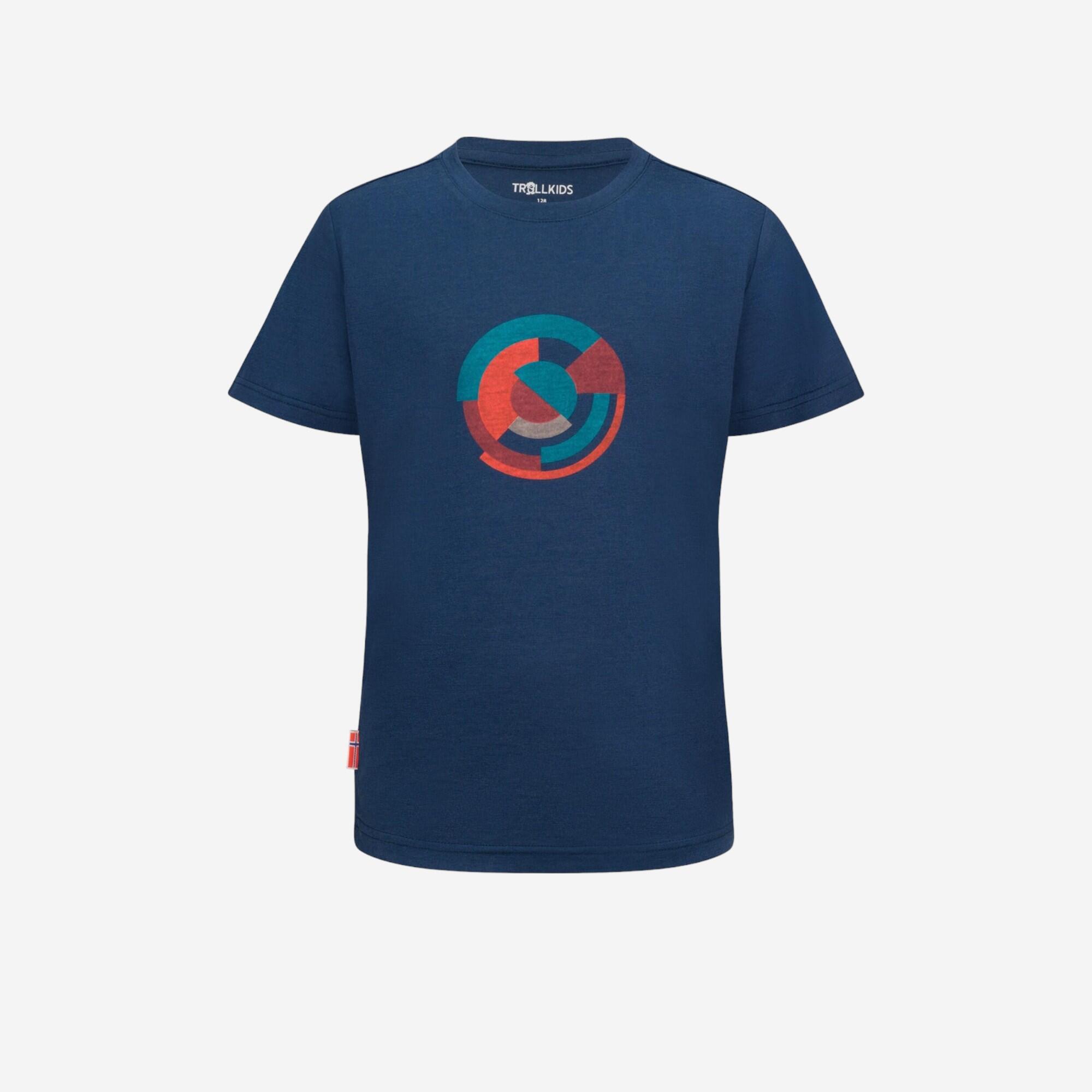 Trollkids Merinoshirt Kinder Jungen kurzarm - Sandefjord blau