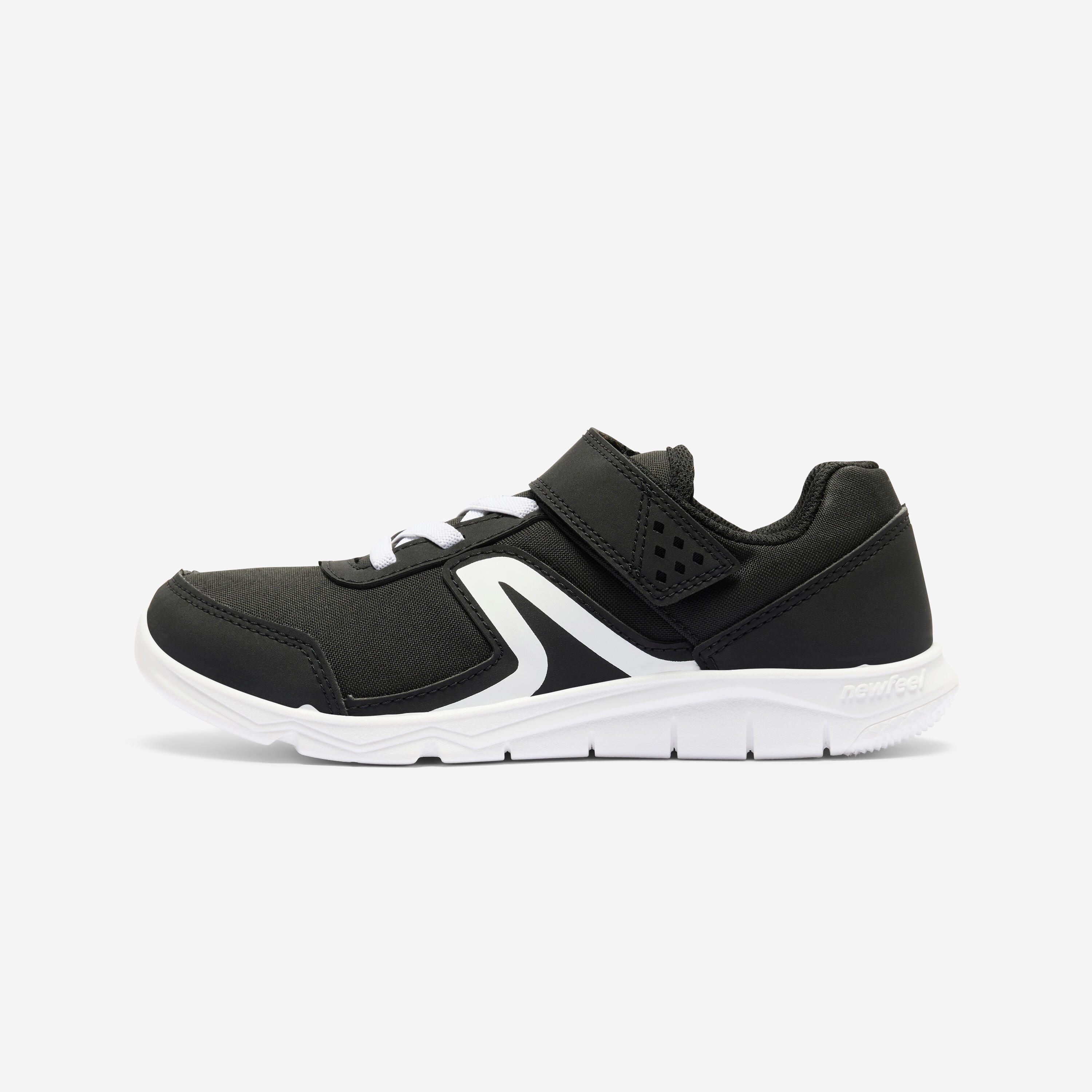 Fitnessschuhe Sneaker Kinder Klettverschluss - PW100 schwarz
