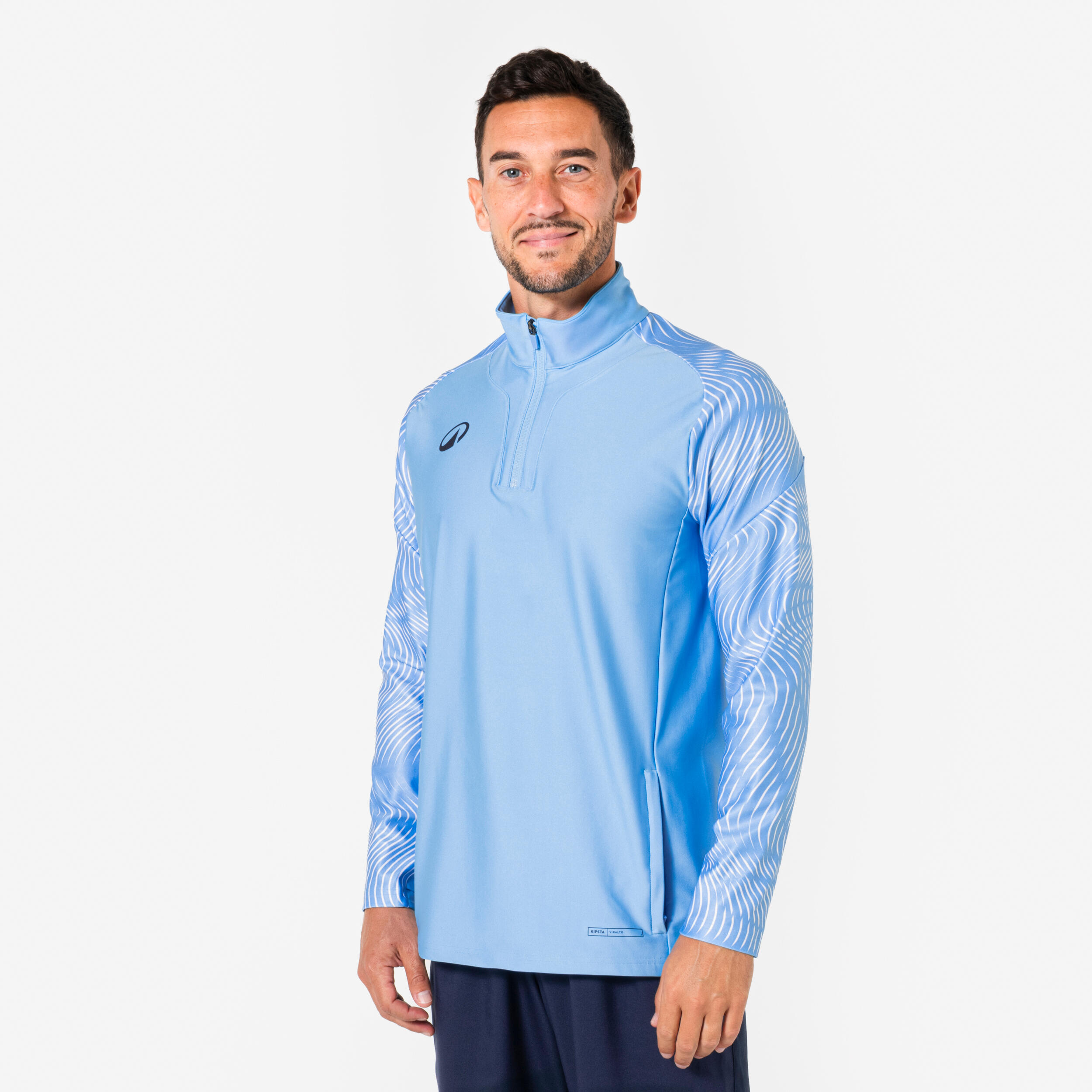 Damen/Herren Fußball 1/2-Zip Sweatshirt - VIRALTO Wavy Club hellblau