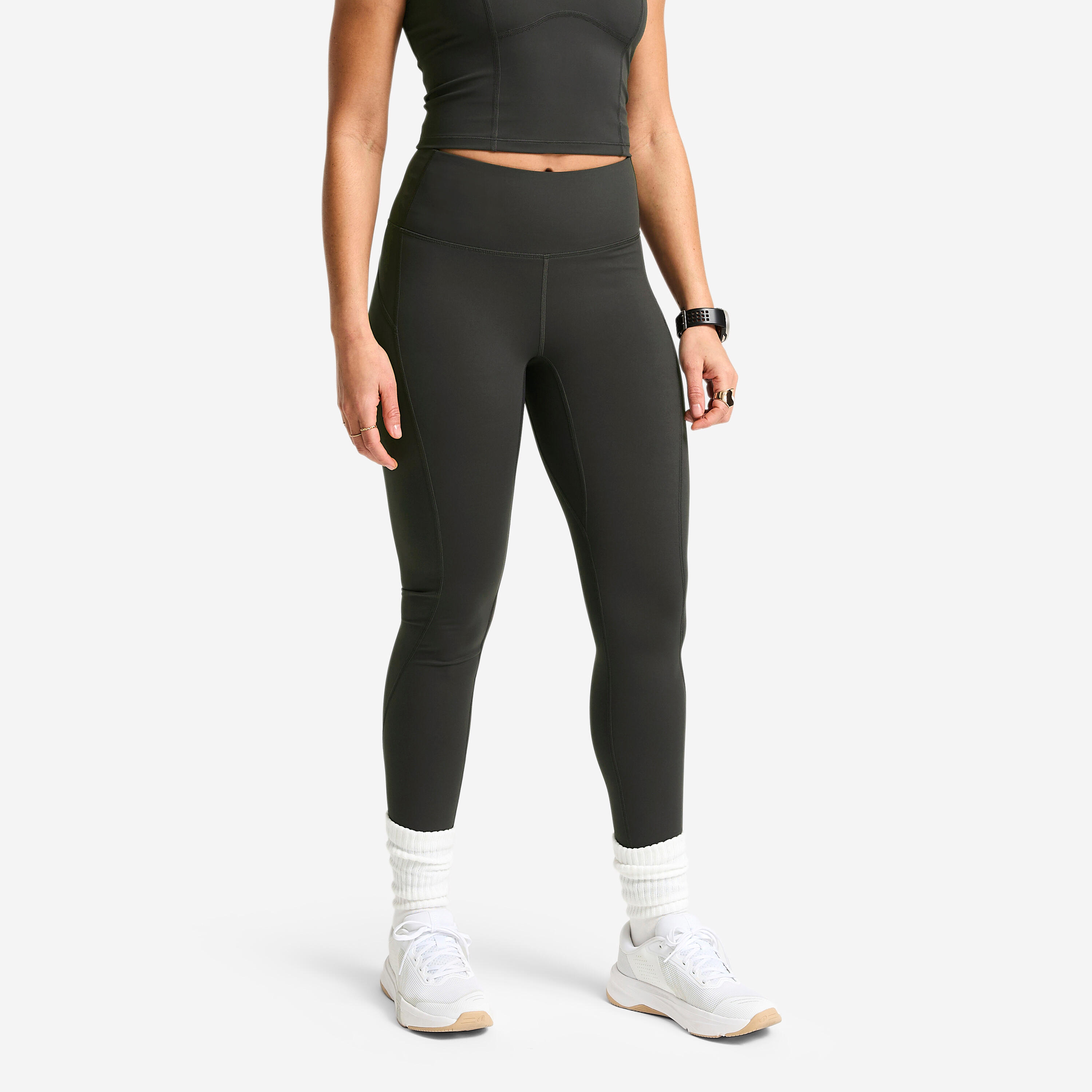 Leggings Damen hoher Taillenbund figurformend - Shape dunkelgrau