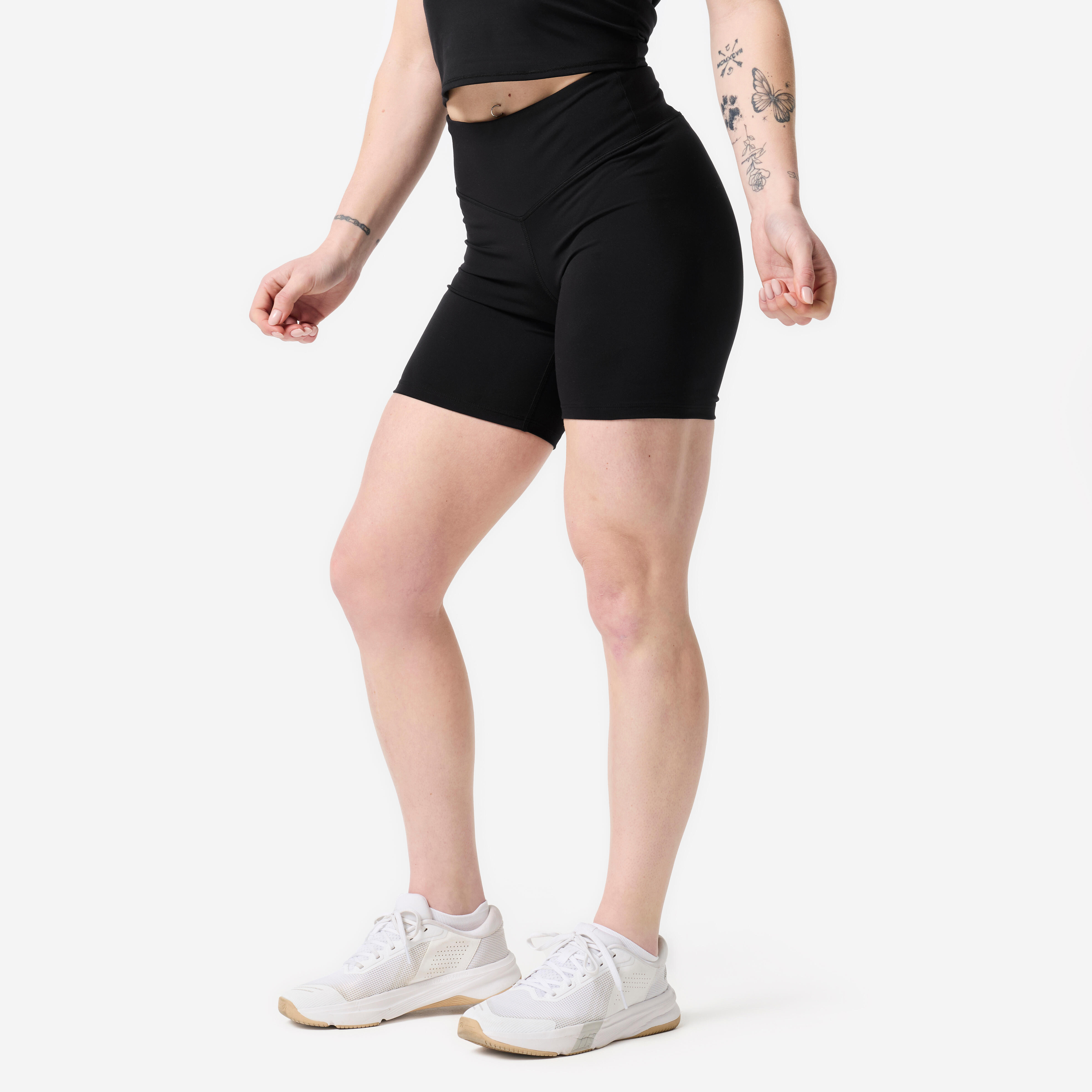 Scrunch-Shorts Damen - schwarz