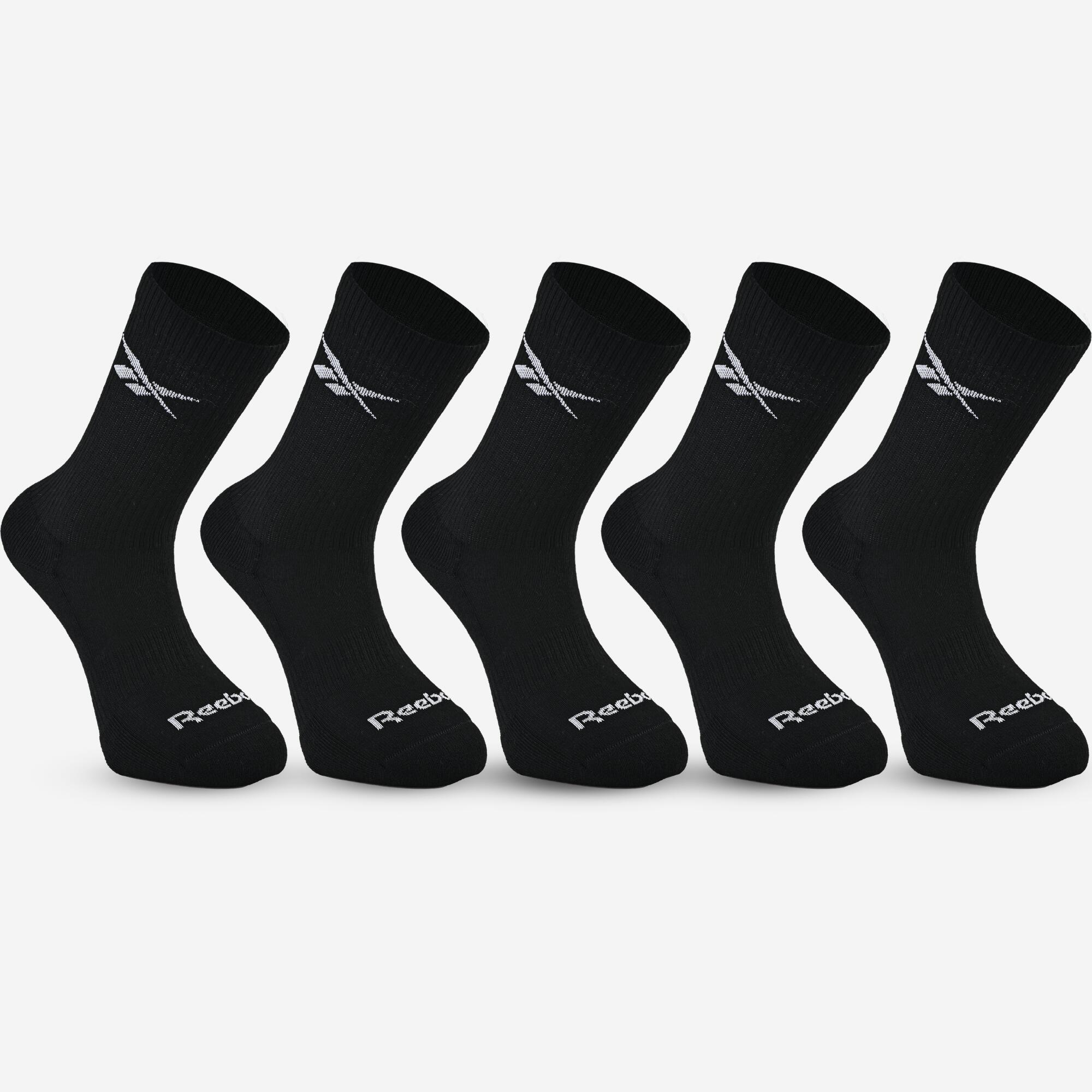 Sportsocken Erwachsene hoch 5er-Pack - schwarz